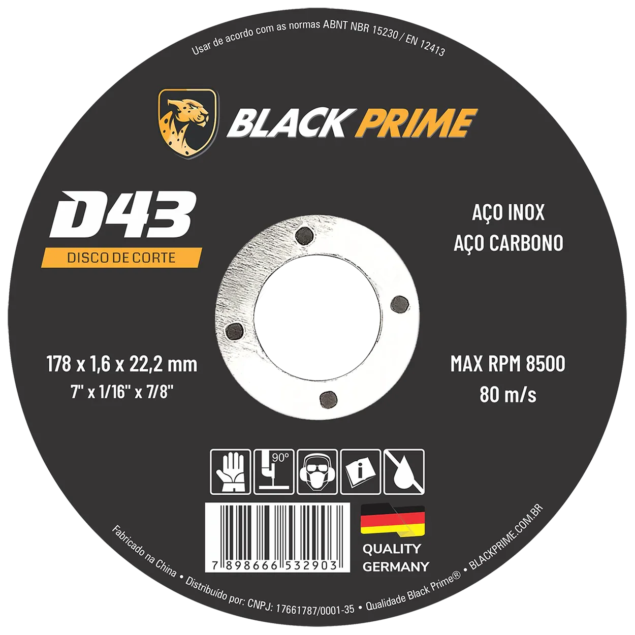 Disco De Corte D43 Black Prime 178 X 1,6 X 22,2