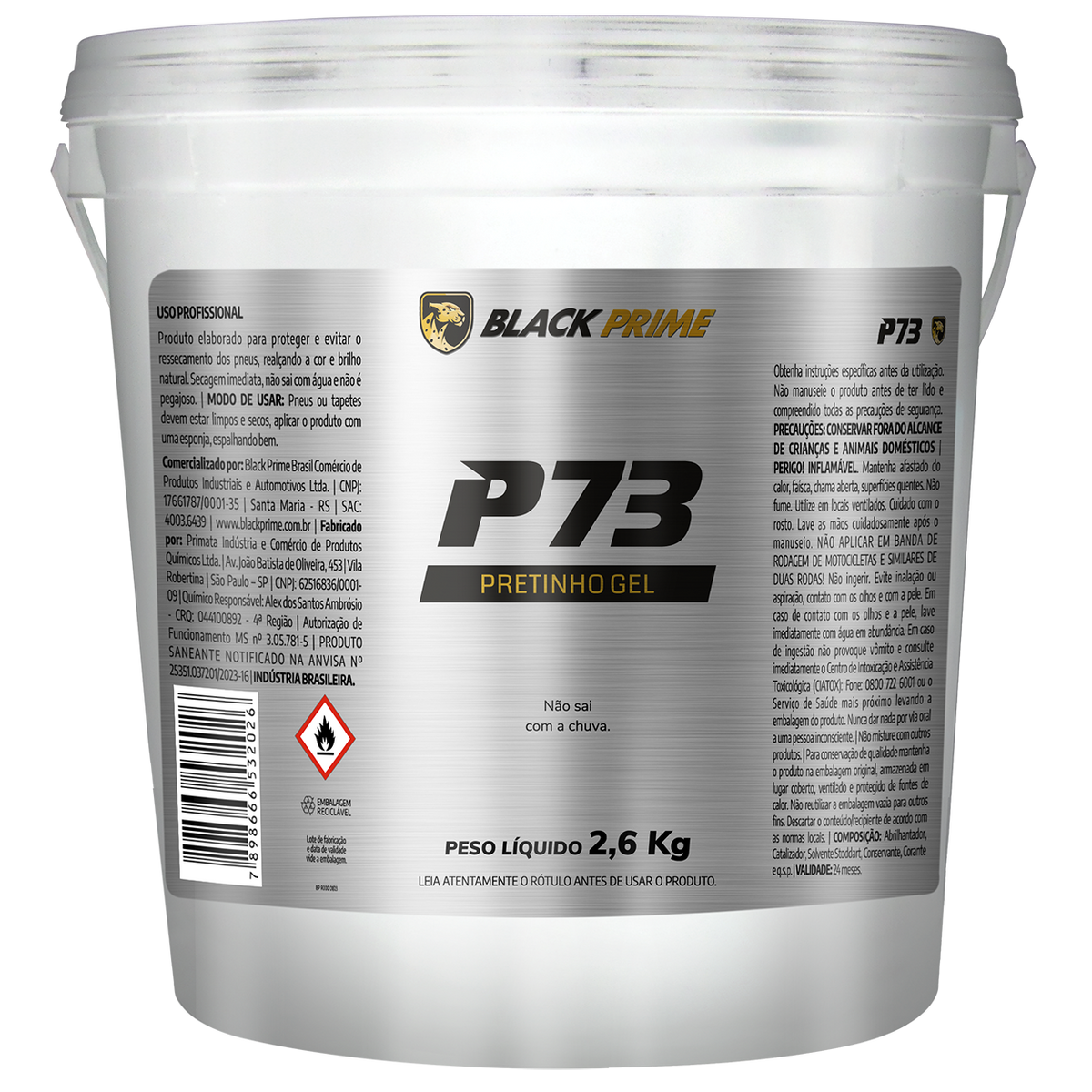 Pneu Pretinho Gel P73 Black Prime 2,6kg