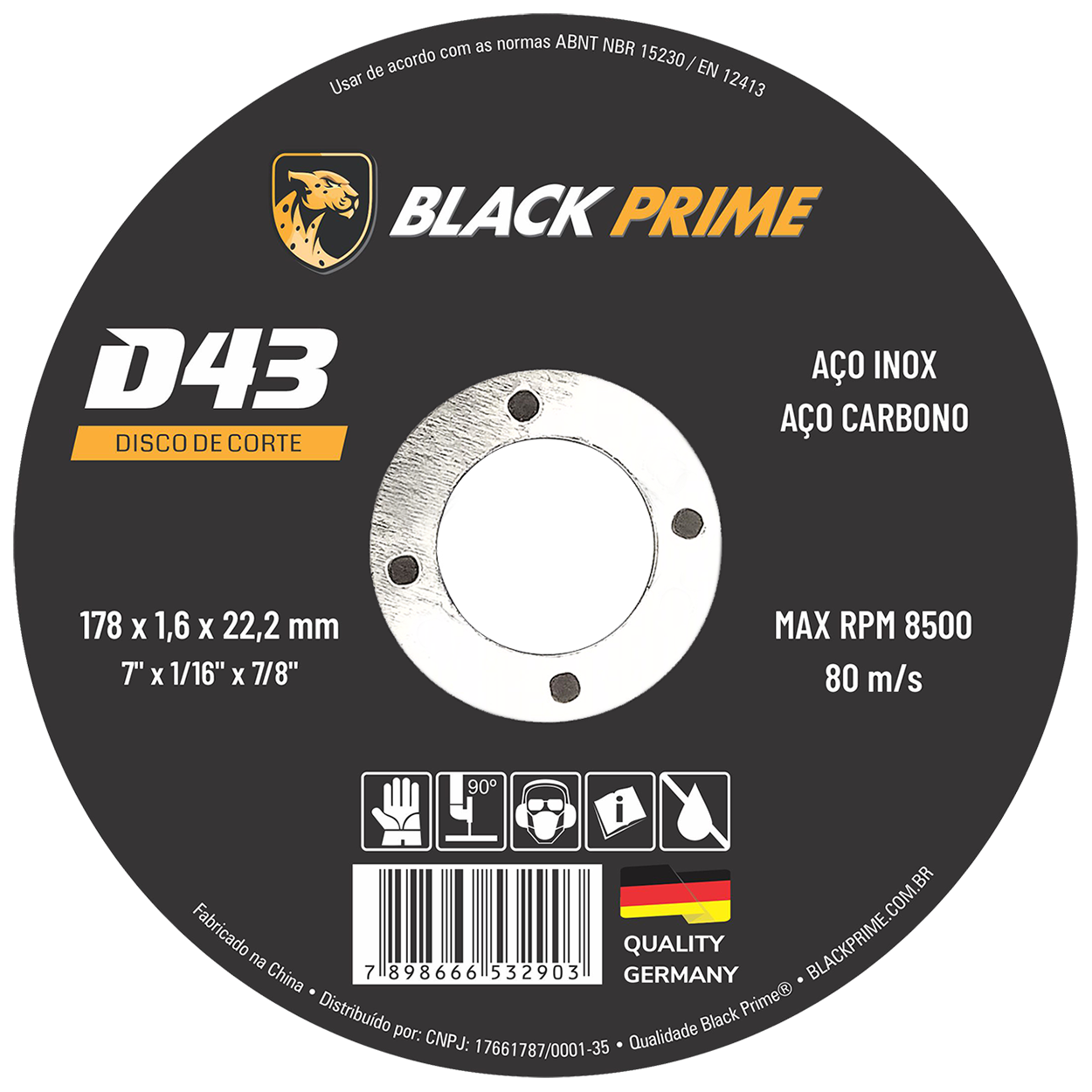 Disco De Corte D43 Black Prime 178 X 1,6 X 22,2