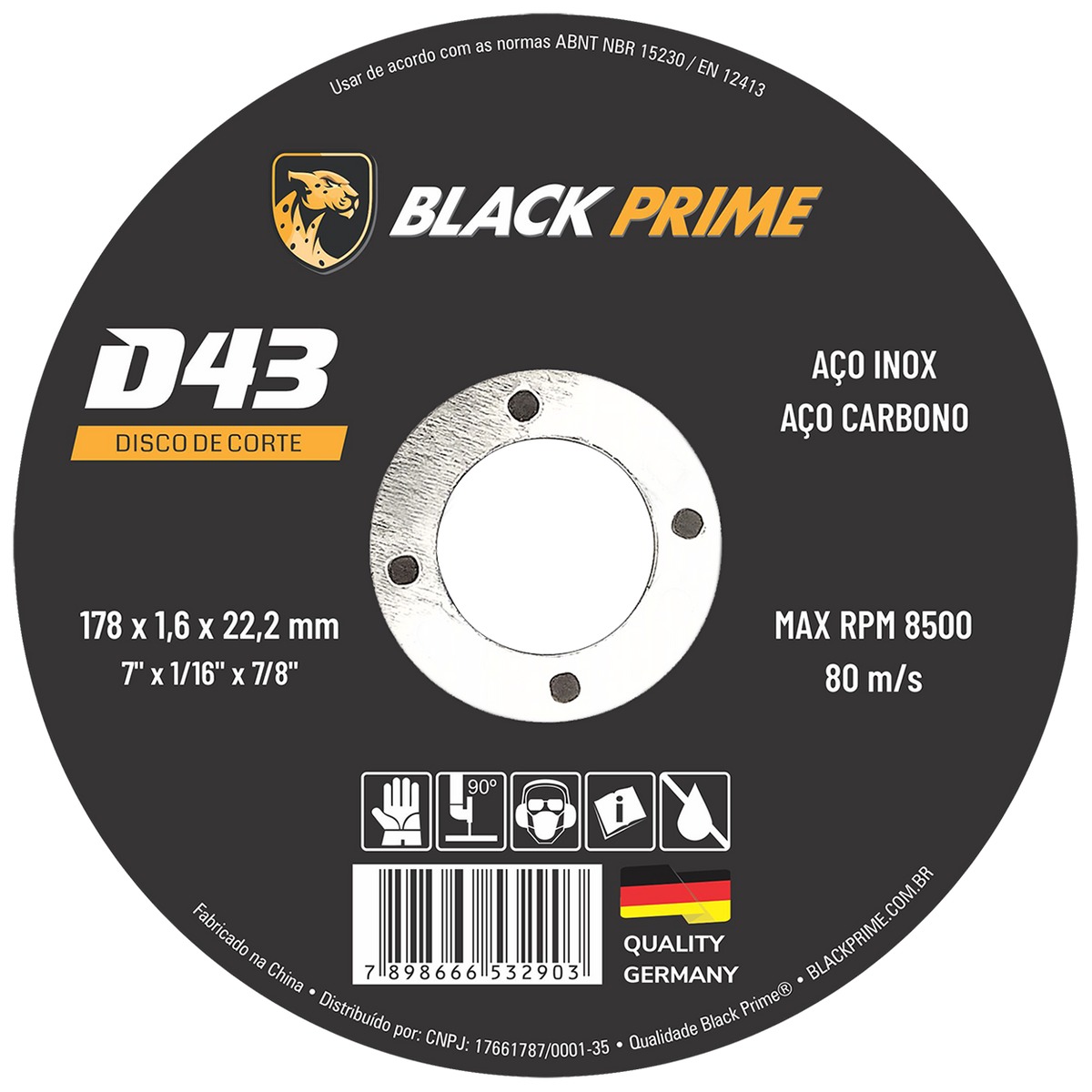 Disco De Corte D43 Black Prime 178 X 1,6 X 22,2